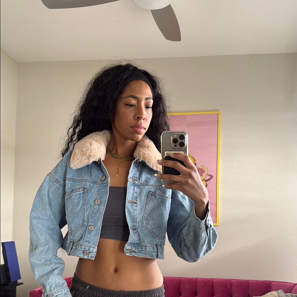 NEW Denim Jacket with Cream Collar